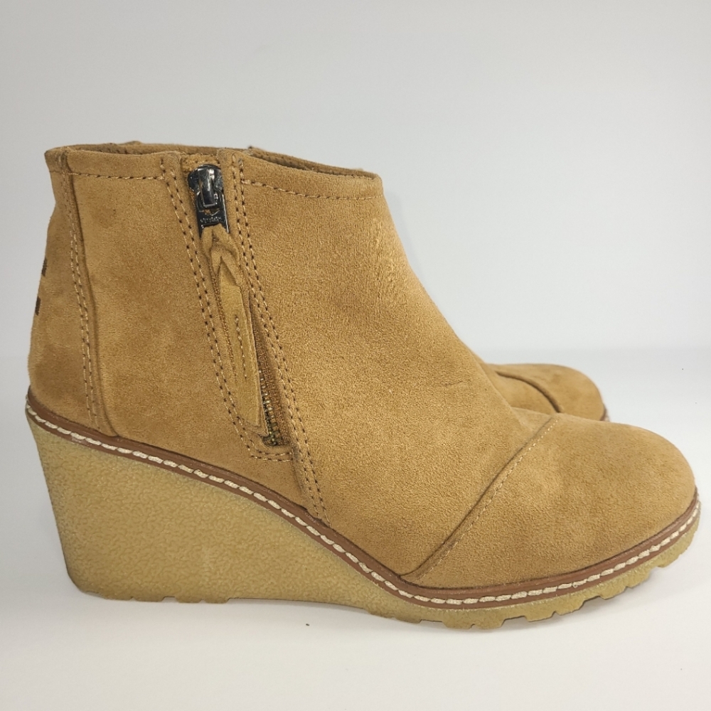 TOMS Suede Ankle Boots In Tan - Picture 5 of 11